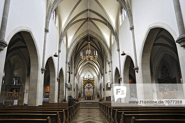 Interior view  neo-Gothic St. Ottilien Archabbey  built 1897-1899  near Landsberg  Bavaria  Germany  Europe