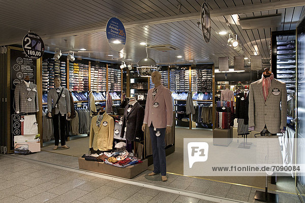 Italian men's fashion shop in Tallinn airport. Retail outlet.