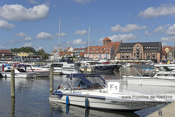 Boat harbour  Waren  Mecklenburg Lake District  Mecklenburg-Western Pomerania  Germany  Europe