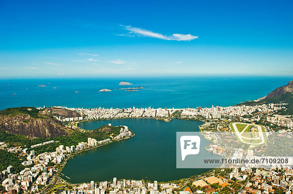 Luftaufnahme des Lagoa Rodrigo de Freitas  Rio de Janeiro  Brasilien