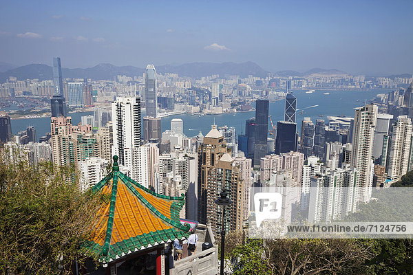 Skyline  Skylines  Hafen  Urlaub  Tag  Gebäude  Reise  Großstadt  Hochhaus  Ansicht  China  Luftbild  Fernsehantenne  Asien  Hongkong  modern  Tourismus