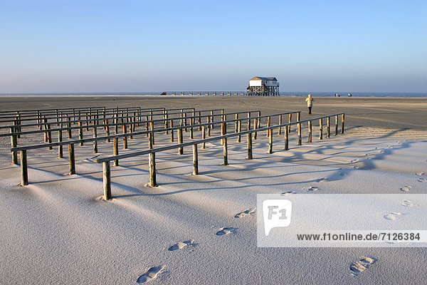 Kälte Nationalpark Europa Wohnhaus Strand Gezeiten Fußabdruck Deutschland Nordsee Schleswig Holstein
