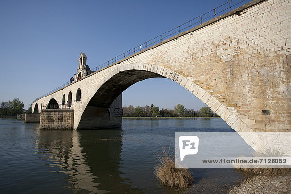 France  Europe  Provence  Avignon  bridge  Pont d'Avignon  Rhone  river  flow