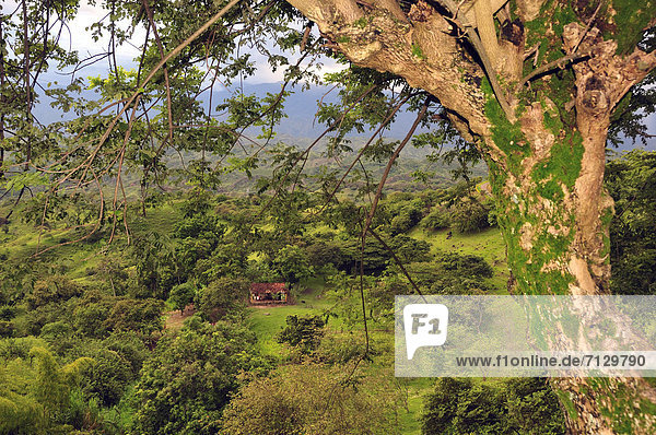 Berg Wohnhaus Landschaft grün Überfluss Kolumbien Südamerika