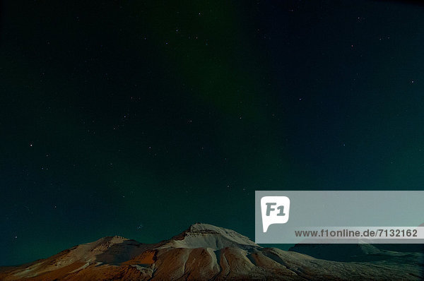 Europa  Berg  Natur  Polarlicht  Aurora  Island  Schnee
