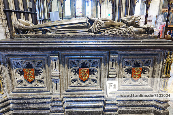 Europa  britisch  Großbritannien  Innenaufnahme  Kathedrale  England  Grabmal  Worcester  Worcestershire