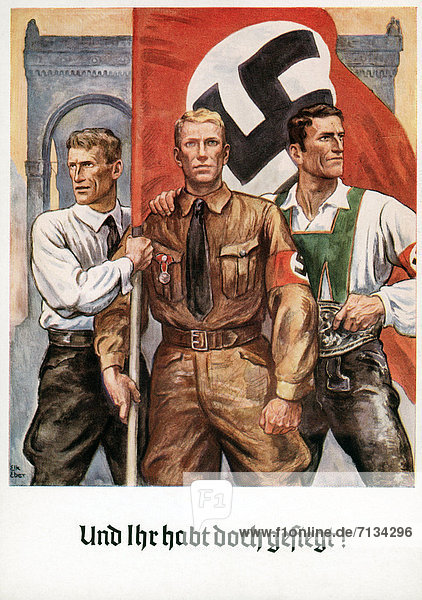 Victory  Nazis  Hitler  failed  putsch  Feldherrenhalle  Munich  National Socialist  propaganda  postcard  Third Reich  Germany  1934