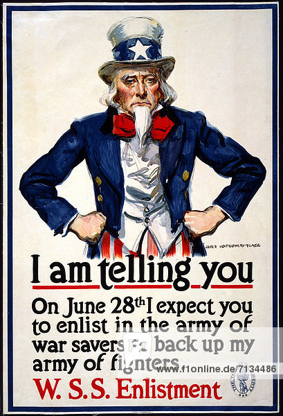 World War I  American  recruitment  poster  Uncle Sam  war savers  back up  Enlistment  USA  1917