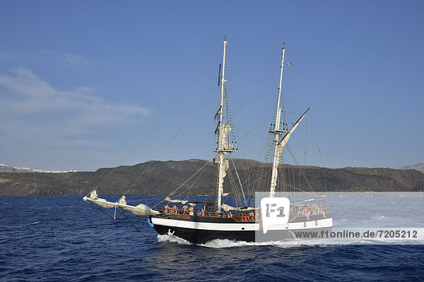 Segeln Schiff Santorin Kykladen Griechenland Griechische Inseln