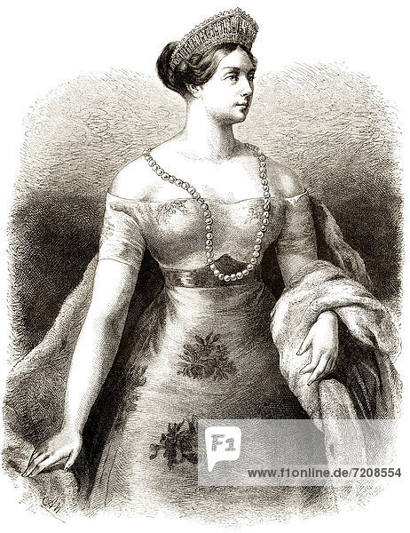 Historical illustration  portrait of Luise Auguste Wilhelmine Amalie of Prussia  1808 - 1870  Princess of Prussia from the House of Hohenzollern  Princess of the Netherlands