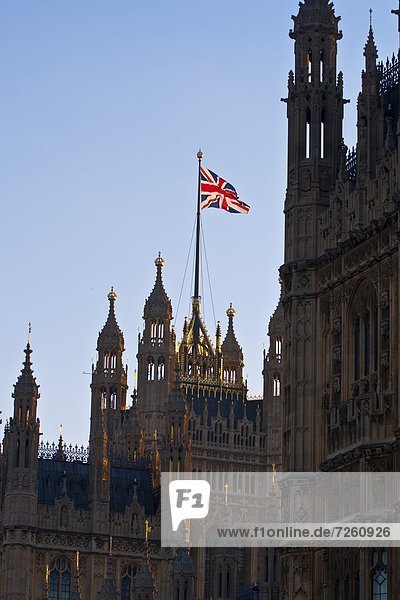 Union Jack on the Houses of Parliament. Westminster  London. England  United Kingdom  Europe
