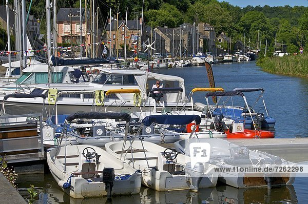 Boats in Marina  Banks of River Rance  Dinan  Cotes d'Armor  Brittany  France  Europe