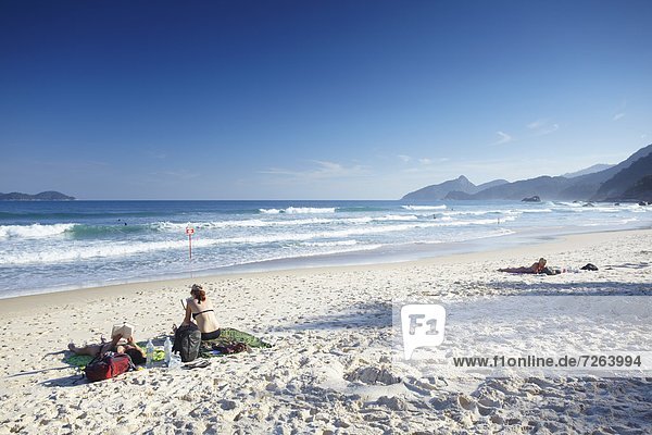 People sunbathing on Lopes Mendes beach  Ilha Grande  Rio de Janeiro State  Brazil  South America