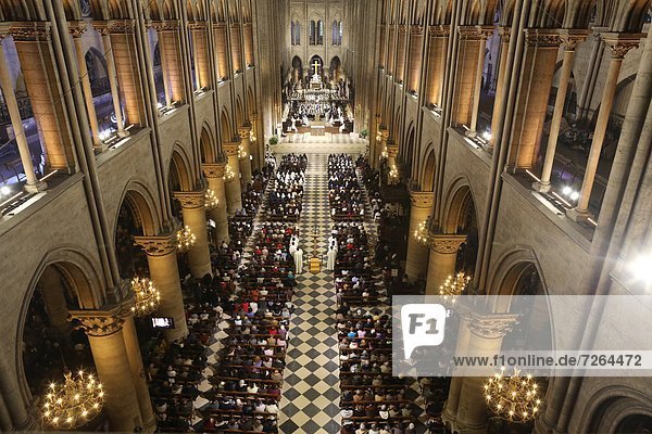 Mass in Notre Dame Cathedral  Paris  France  Europe