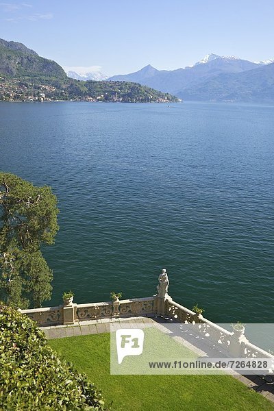 View from the terrace of 18th Century Villa del Balbianello in spring sunshine  Lenno  Lake Como  Italian Lakes  Italy  Europe