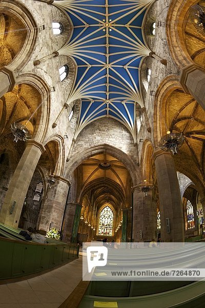 Nave  St. Giles Cathedral  Old town  Edinburgh  Scotland  United Kingdom  Europe