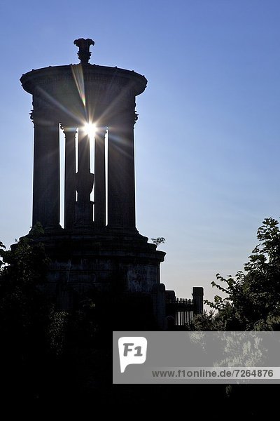 Dugald Stewart Monument in summer sunshine  Calton Hill  Edinburgh  Scotland  United Kingdom  Europe