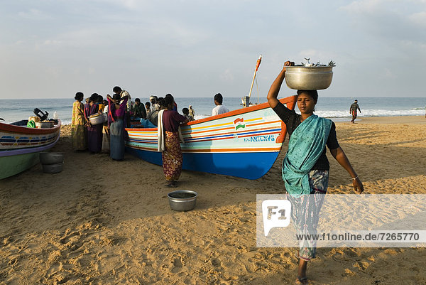 Fisch  Pisces  Frau  Frische  fangen  kaufen  Asien  Indien  Kerala