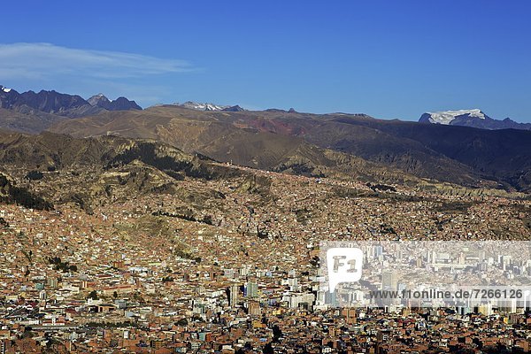 über Großstadt Hintergrund Ansicht Berg Bolivien Südamerika