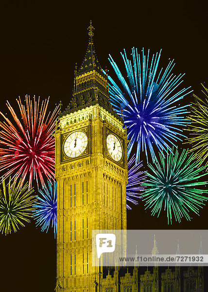über London Hauptstadt groß großes großer große großen Big Ben Feuerwerk