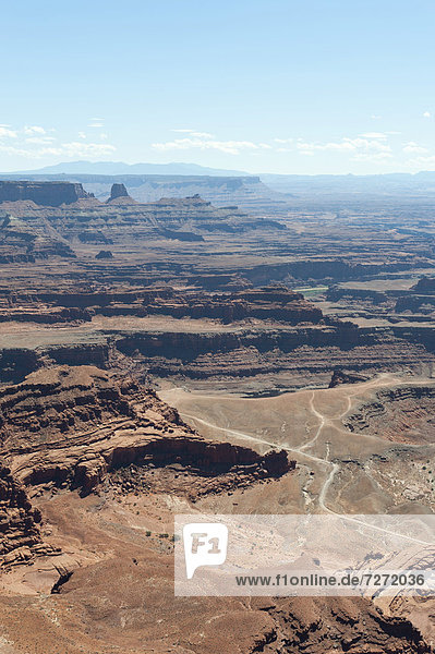 Erosionslandschaft  Canyons  roter Sandstein  Dead Horse Point Overlook  Dead Horse Point State Park  Utah  Westen der USA  Vereinigte Staaten von Amerika  Nordamerika