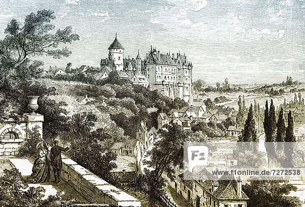 Historische Stadtansicht von Ch‚teaudun  Frankreich  Europa  1870