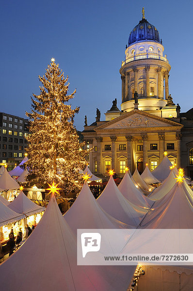 '''Winter Magic'' Christmas market at Gendarmenmarkt square  German Cathedral  Berlin-Mitte  Berlin  Germany  Europe'