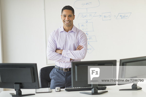 Portrait of male business executive at desk