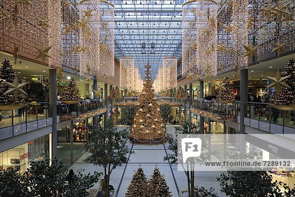 Shopping mall Potsdamer Platz Arkaden at Christmas time  Berlin  Germany