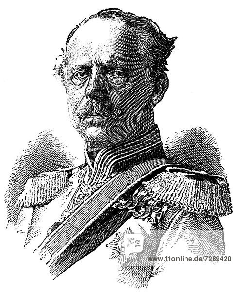 Historische Zeichnung  Portrait von Carl oder Karl Alexander August Johann  1818 - 1901  Großherzog von Sachsen-Weimar-Eisenach