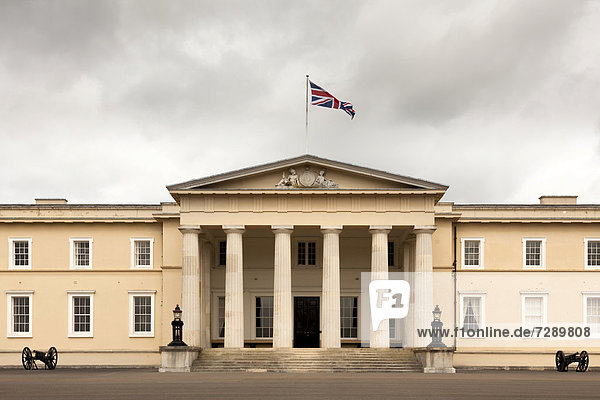Front facade of Old College building Royal Military Academy Sandhurst  Camberley  Hampshire  England  United Kingdom  Europe