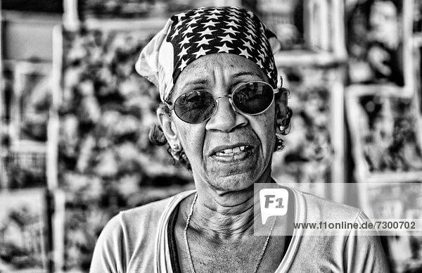 Colorful portrait of local woman in Havana Habana Cuba