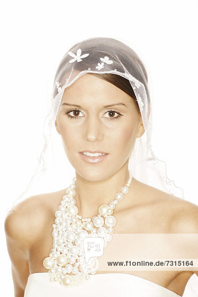 Young woman  24 years  in bridal outfit