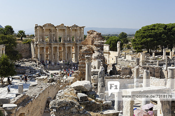 Library of Celsus  Ephesus  Ephesos  Efes  UNESCO World Heritage Site  Iszmir  Turkish Aegean  Western Turkey  Turkey  Asia