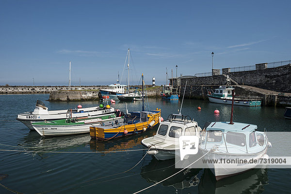 Hafen mit Fischerbooten  Carnlough  Nordirland  Großbritannien  Europa