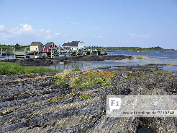 Blue Rocks  kleiner Hummer-Hafen  Boote  felsige Küste  Lunenburg  Maritime Provinces  Seeprovinzen  Atlantische Küste  Nova Scotia  Neuschottland  Kanada