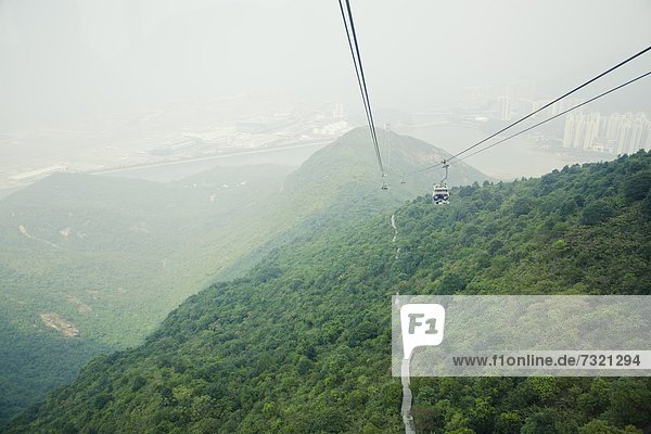 Cable car to Tian Tan Buddha  Lantau Island  Hong Kong  China