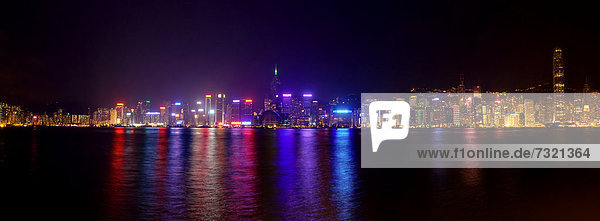 Skyline of Hong Kong Island at night  China