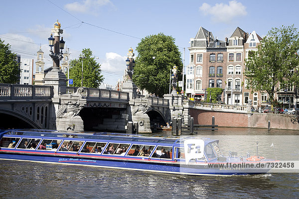 Amsterdam  Hauptstadt  Tourist  Boot  Fluss  Niederlande