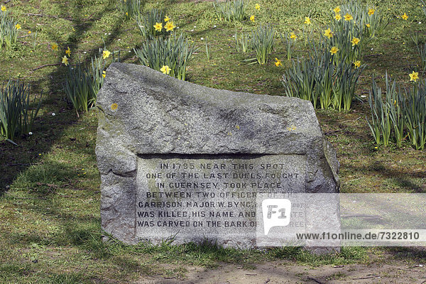 Hafen Stein Kampf Markierung Heiligtum Insel Guernsey Zweikampf Granit