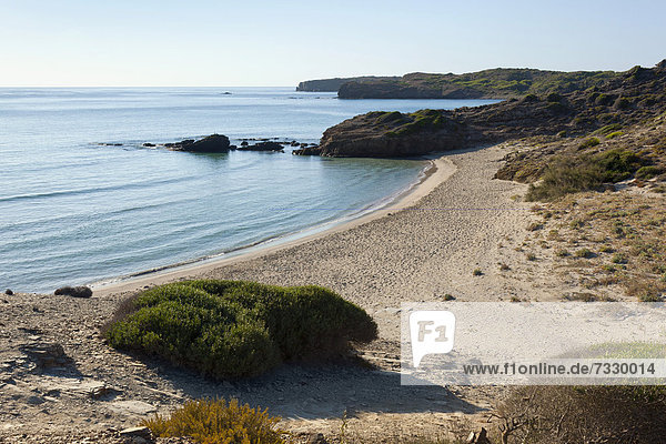 The untouched bay of Cala Presili  northeastern Menorca  Balearic Islands  Spain  Southern Europe  Europe