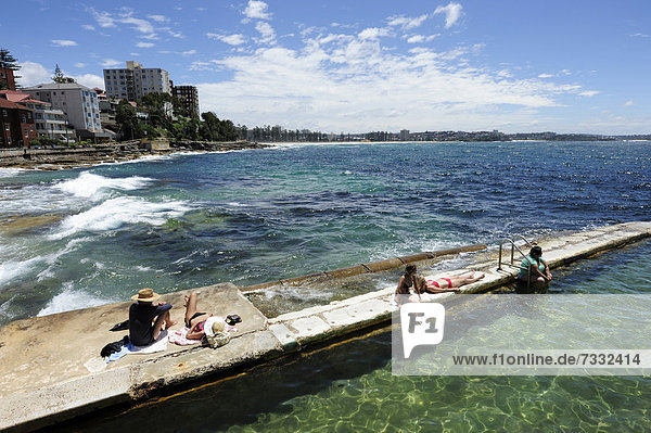 nahe Strand männlich - Mensch Meer Schwimmbad Australien New South Wales North Sydney Pazifischer Ozean Pazifik Stiller Ozean Großer Ozean