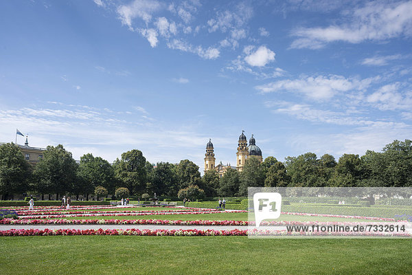 Court garden of the Munich Residence  looking towards the Theatine Church  Munich  Bavaria  Germany  Europe
