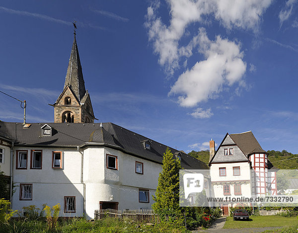 Hotel Kurfürst  Kirche  Kamp-Bornhofen  Rhein-Lahn-Kreis  Rheinland-Pfalz  Deutschland  Europa