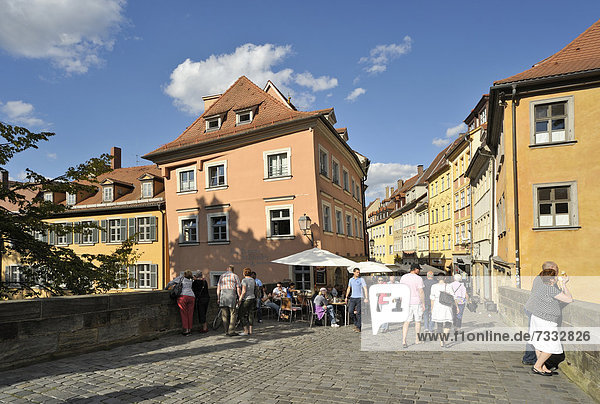 Obere Brücke or upper bridge  UNESCO World Heritage Site  Bamberg  Bavaria  Germany  Europe