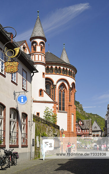 Lutheran Church of St. Peter  Choir facade with round towers  Bacharach  UNESCO World Heritage Site  Rhineland-Palatinate  Germany  Europe