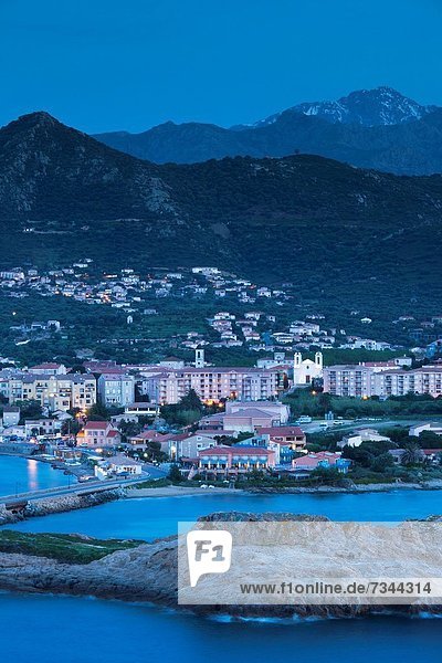 Frankreich Großstadt Ansicht Korsika Abenddämmerung