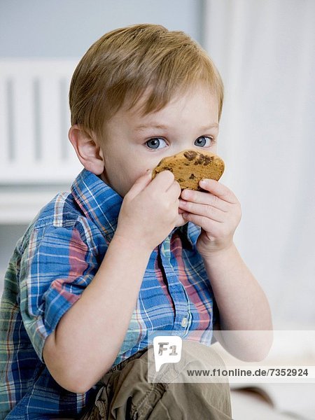 Junge - Person  klein  essen  essend  isst  Keks