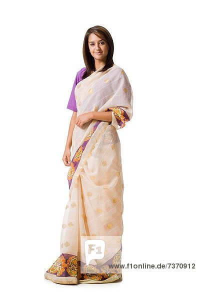 Frau Tradition lächeln indische Abstammung Inder Kleid