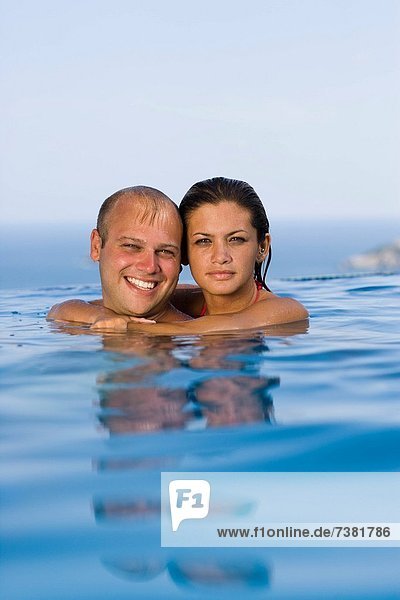 Zusammenhalt, lächeln, Mittelpunkt, Schwimmbad, Erwachsener